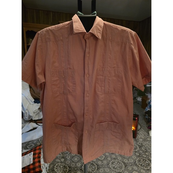 Fernando Pena Guayabera Short Sleeve Shirt, Button Up Collard Shirt Size M.... - Picture 2 of 4